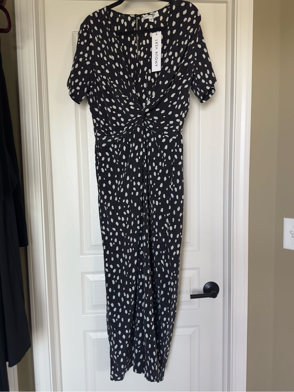 Amour Vert Black and White Twisted Front jumpsuit